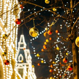 Christmas baubles on tree decor